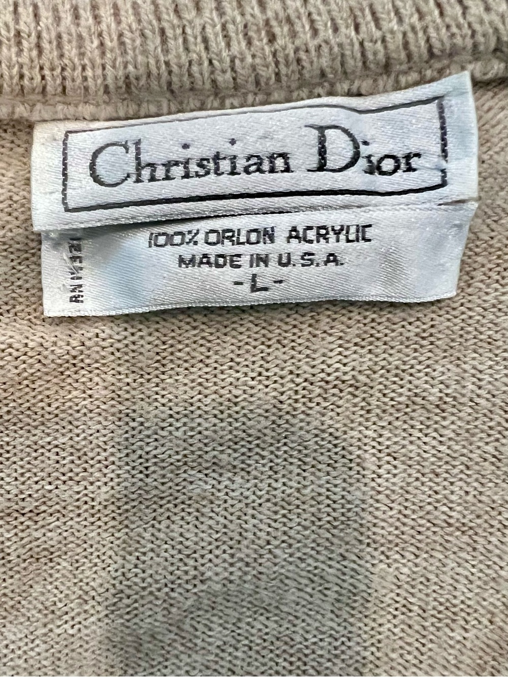 Vintage Christian Dior Beige V-Neck Sweater Size Large - Picture 4 of 6